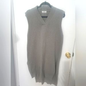 Mini dress preppy style gray wool sleeveless trendy for fall and winter Size S